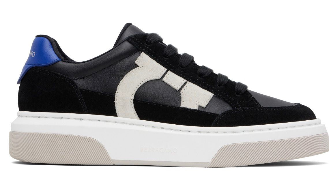 Ferragamo Blanco, Azul y Negro  Parche Gancini